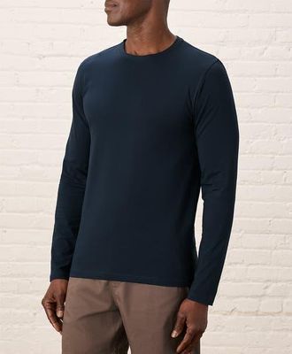 Pact Organic Cotton Luxe Stretch Jersey Slim Long Sleeve Tee in Midnight Blue at Nordstrom, Size Xx-Large