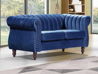 Vente-Unique Divano Chesterfield 2 posti in Velluto Blu reale - TRUMBO