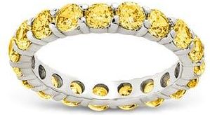 Sterling Forever Gracie Cubic Zirconia Eternity Ring in Silver/canary at Nordstrom, Size 10