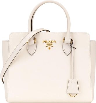 Prada Tassen, Dames, Wit, ONE Size, Leer, Leren Crossbody Tas
