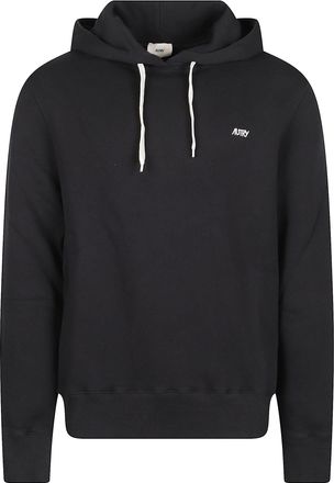 Autry Black Embroidered Logo Relaxed Cotton Hoodie