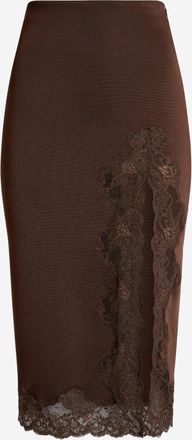 Balmain Falda midi de punto y encaje de Balmain