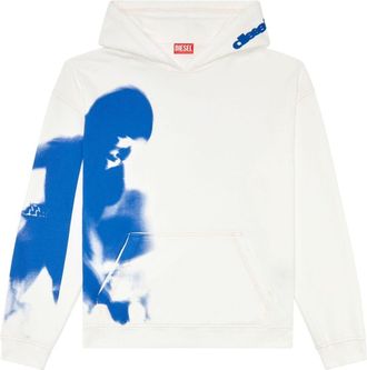 Diesel S-Boxt Smudgy-print hoodie - men - Cotton - M - White