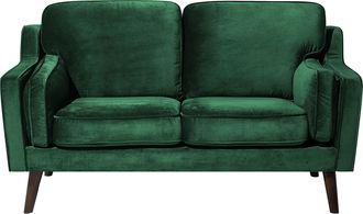 Beliani Beliani - Sof&aacute; 2 Plazas En Terciopelo Verde Patas De Madera Cl&aacute;sico Lokka