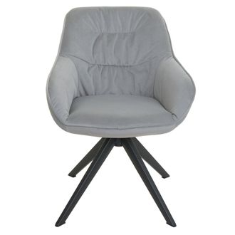 Hhg Hhg - Nunca Usado] Juego De 6 Sillas De Comedor 779, Silla De Cocina Silla Tapizada Con Reposabrazos, Giratoria, Metal, Tela/textil Gris Claro