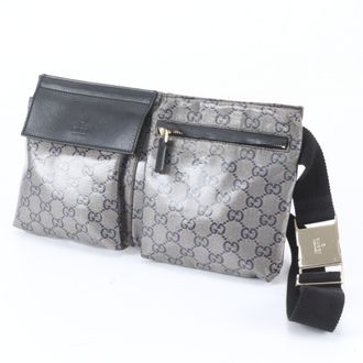 Gucci Black Navy Leather Nylon Pouch Shoulder Bag Sling Bag (Pre-Owned)