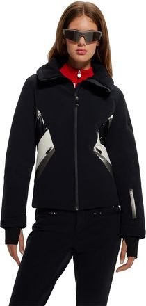 HUGO BOSS Womens Solid Patterned Regular Fit Ski Jacket in Black - Size 10 UK