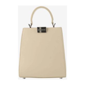 ARMARIUM Leren handtas met metalen sluiting - Dames - Handtassen - Wit - ONE Size - Leer - Tassen