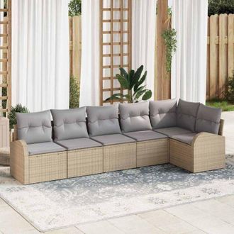vidaXL Vidaxl - Conjunto De Sof&aacute; De Jard&iacute;n Con Coj&iacute;n 6 Pcs Beige Polirat&aacute;n