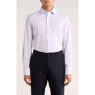 Lorenzo Uomo Trim Fit Small Check Cotton Dress Shirt in White/Pink/Blue at Nordstrom Rack, Size 14.5 - 32
