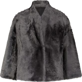 Windsor Donkergrijze Shearling Jas - Dames - Winterjassen - Grijs - S - Jassen