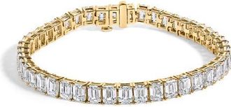 House of Brilliance IGI Certified 14K Yellow Gold 18 1/2 Cttw Emerald Cut Lab Grown Diamond Tennis Bracelet at Nordstrom