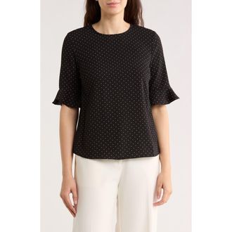 CeCe by Cynthia Steffe Ruffle Short Sleeve Top in Rich Black at Nordstrom Rack, Size Xx-Small
