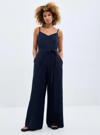 Contemporaine Womens Thin straps linen-lyocell jumpsuit