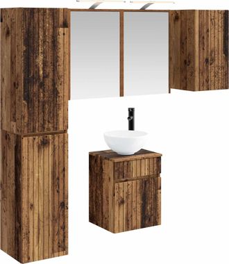 vidaXL Juego De Muebles De Ba&ntilde;o 5 Uds. Madera Envejecida Vidaxl
