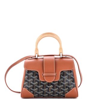 Goyard Saigon Top Handle Bag Coated Canvas with Leather Mini