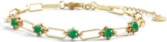 Mint & Lily Paperclip Bracelet with Gemstone Accents in May Emerald /7.5 at Nordstrom