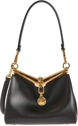 Etro Small Vela Leather Shoulder Bag in Black at Nordstrom