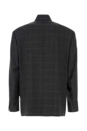 Balenciaga Mens Embroidered Wool Blazer Darkgrey T F Cupro Fp Cotton Giacche E Gilet