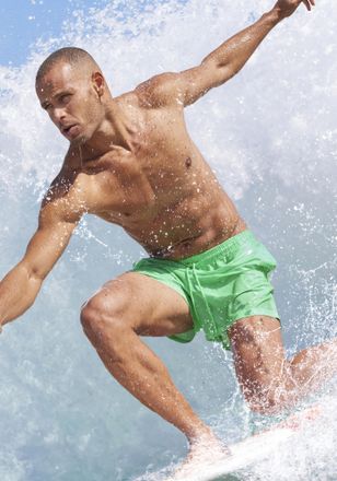 John Devin Badeshorts JOHN DEVIN, Herren, Gr. XXL, N-Gr, gr&uuml;n, Microfaser, Recycling-Polyester, unifarben, Badehosen Badeshorts, mit klassischem Style