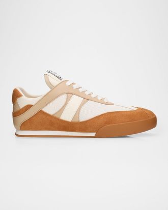 Chlo&eacute; Kick Mixed Leather Retro Low-Top Sneakers