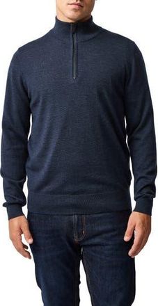 Rodd & Gunn Nobles Funnel Neck Merino Wool Half Zip Sweater in Midnight at Nordstrom Rack, Size Small