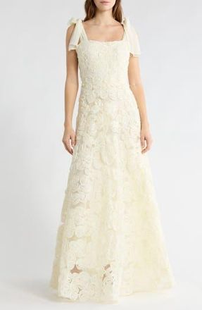By Design Sherry Soutache Flower A-Line Gown in Ivory at Nordstrom Rack, Size Large