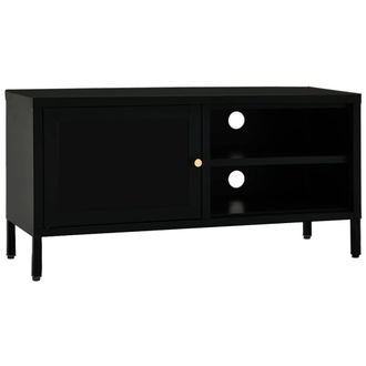 vidaXL Mueble Para El Televisor Acero Y Vidrio Negro 90x30x44 Cm Vidaxl