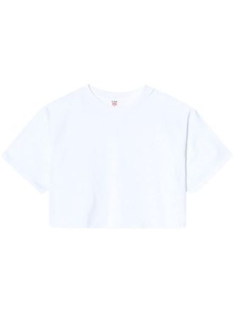 Re/Done cropped short-sleeved T-shirt - women - Supima Cotton - M - White