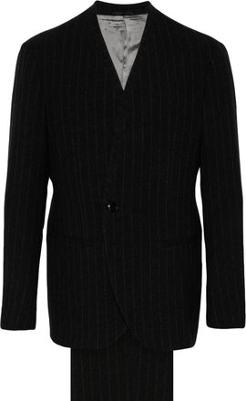 Giorgio Armani pinstriped suit - men - Elastane/Viscose/Virgin Wool/Cupro/Elastane - 48 - Black