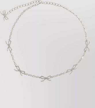 Self Portrait crystal bow charm necklace adjustable chain