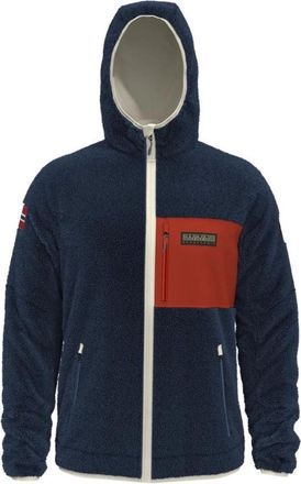 Napapijri Jassen, Heren, Blauw, L, Polyester, Blauwe Yupik Fleece Hoodie met Rits