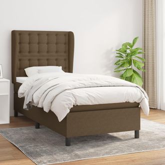 vidaXL Vidaxl - Cama Box Spring Con Colch&oacute;n Tela Marr&oacute;n Oscuro 100x200 Cm