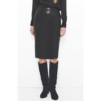 AS by DF Claude Stretch Leather Skirt in Black at Nordstrom, Size Small