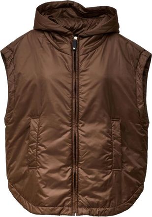 Max Mara Jassen, Dames, Bruin, S, Gewatteerd Gilet met Capuchon