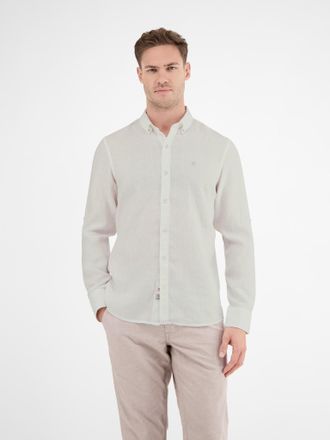 Lerros Langarmhemd LERROS, Herren, Gr. 3XL, N-Gr, weiss (wei&szlig;), Obermaterial: 55% Leinen, 45% Baumwolle, unifarben, regular fit taillenbedeckt, 2-Knopf-Mansc