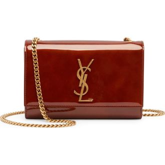 Saint Laurent Small Kate Patent Leather Shoulder Bag in Chataigne at Nordstrom