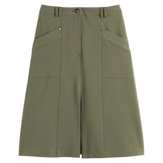 La Redoute Collections Wijd uitlopende rok met split vooraan en opgestikte zakken