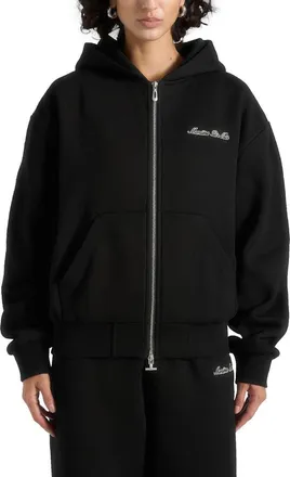 Mani&egrave;re De Voir Unisex Signature Relaxed Fit Zip Hoodie in Black at Nordstrom, Size Xx-Small