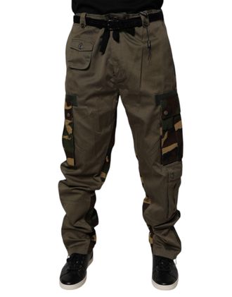 Dolce & Gabbana Mens Multicolor Patchwork Camouflage Cargo Pants Cotton