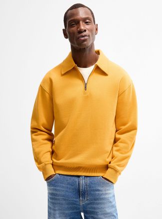 Le 31 Mens Zip-up polo-collar sweatshirt