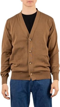 FILIPPO DE LAURENTIIS Merino Cardigan - Heren - Vesten - Bruin - M - Wol - Truien & Vesten