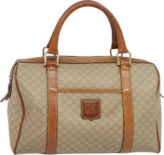 Celine Macadam Beige Canvas, Leather Handbag (Pre-Owned)