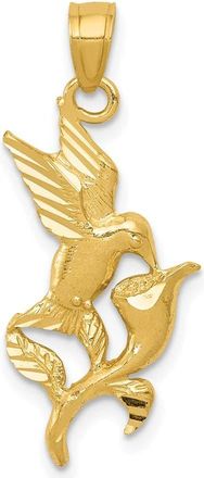 Diamond2Deal 14k Yellow Gold Polished Hummingbird Flower Pendant