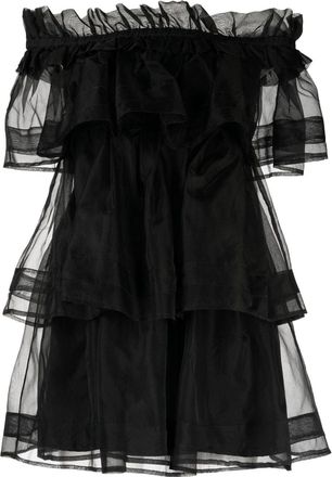 macgraw Petal layered silk mini dress - women - Silk - 10 - Black