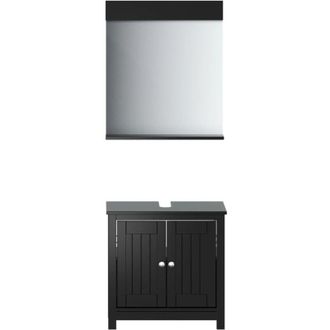 vidaXL Vidaxl - Juego De Muebles De Ba&ntilde;o Berg 2 Pzas Madera Maciza Pino Negro