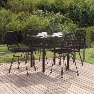 vidaXL Vidaxl - Juego De Comedor De Jard&iacute;n 5 Piezas Rat&aacute;n Sint&eacute;tico Negro