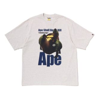 A Bathing Ape Ape Head Photo Print Relaxed Fit T-Shirt Grey 0ZXTEM330101RGYX