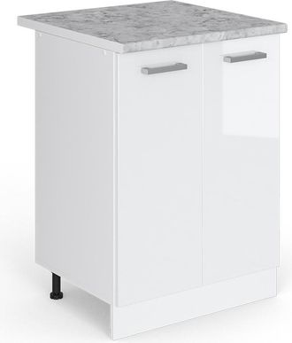 Vicco Mueble Bajo De Cocina R-line, Blanco Alto Brillo, 60 Cm, Et M&aacute;rmol