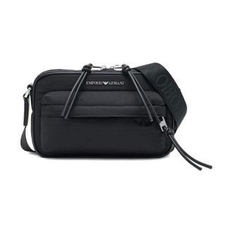 Emporio Armani Tassen, Heren, Zwart, ONE Size, Nylon, Zwarte Nylon Crossbody Tas
